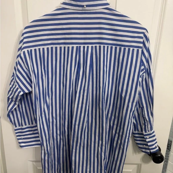Excellent condition Zara size S blue and white striped button down with pearls - Picture 6 of 11